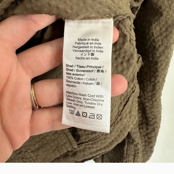 J Crew Seersucker Men's Brown Shacket Button Down Shirt, Medium - Picture 6 of 7